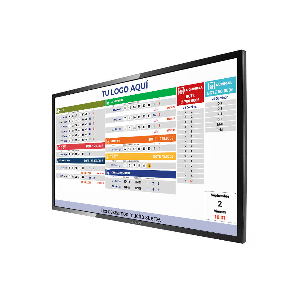 Cartelería digital actualizada automáticamente para Loterías